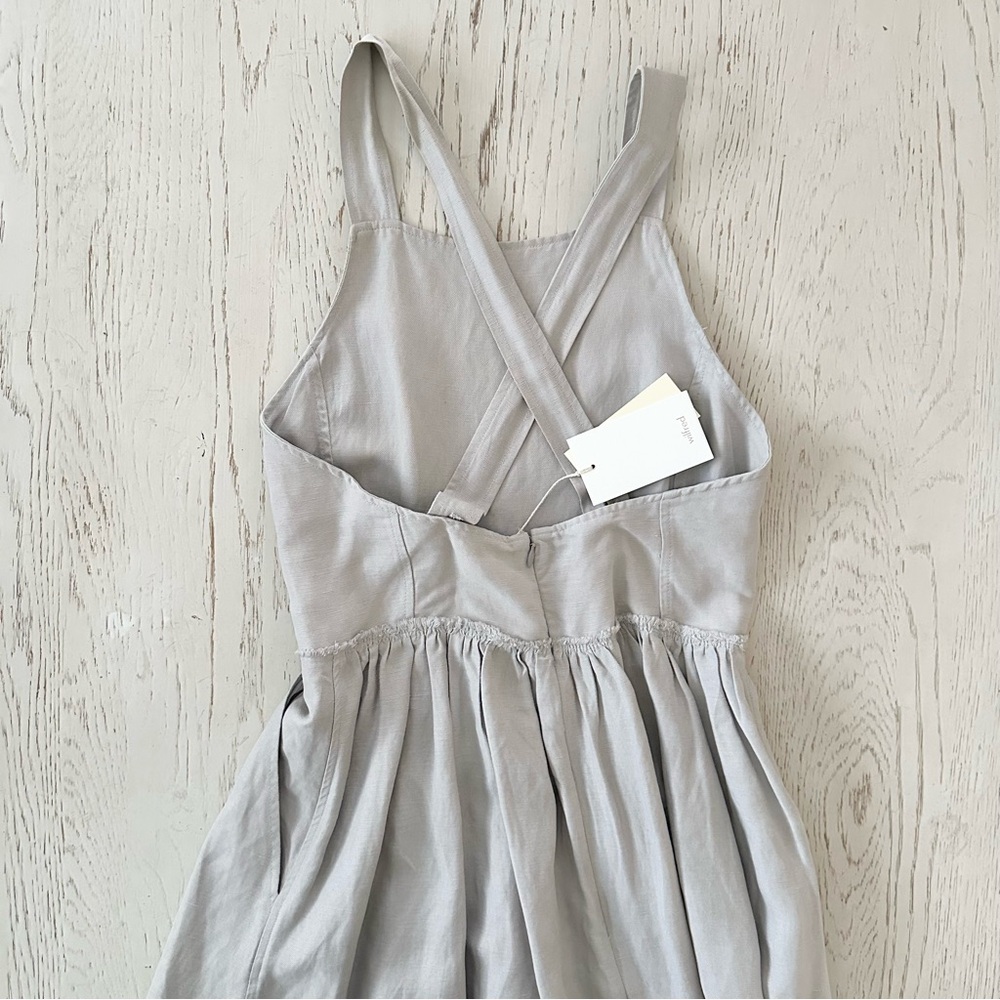ARITZIA | (NWT) WILFRED βHYMNEβ DRESS SUMMER LINEN CRISS-CROSS STRAP MILK MAID - Picture 6 of 10